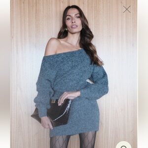 Meshki Rafferty Boat Neck Knit Mini Dress - Charcoal Marle